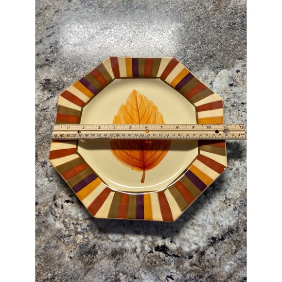 Sweet Olive Designs Lisa Levy Fall Leaf Octagonal Plate 10.5 in Microwave Safe - Picture 4 of 6